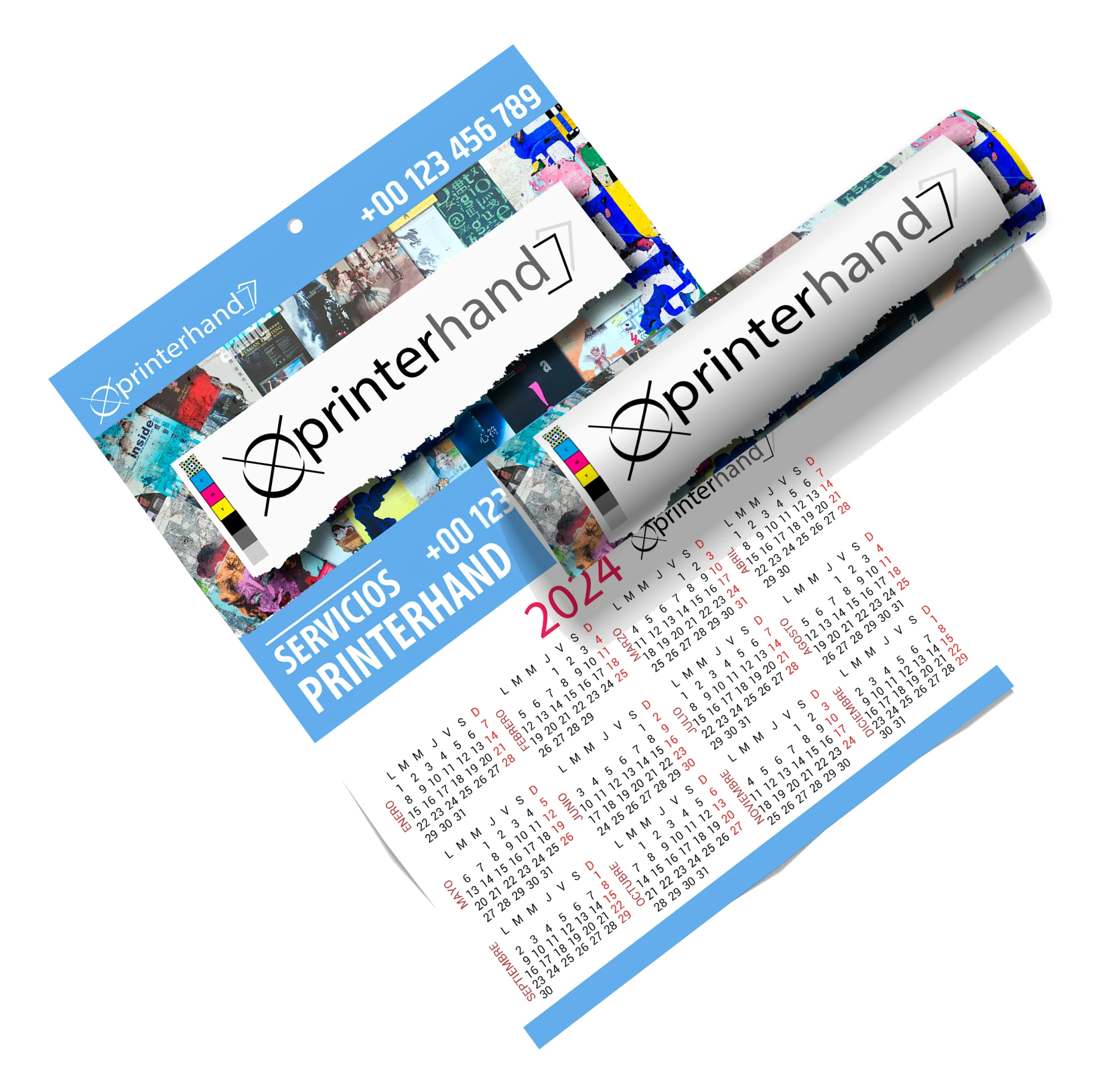 Calendario de pared personalizado 2026 tamaño A3 o A4 impreso a todo color por Printerhand