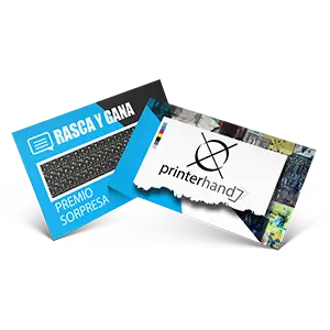 Tarjeta rasca personalizada de 8,5 × 5,5 cm impresa a todo color con área rascable por Printerhand
